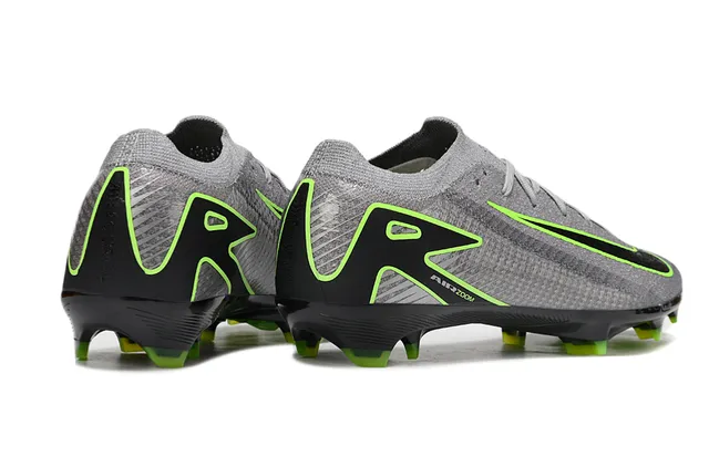 Nike Gray Green Knit Upper Neon Accent Firm-Ground Soccer Shoes 5