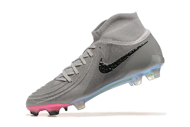 Nike Gray Pink High-Cut Sock-Fit Collar Textured Knit Upper Firm-Ground Soccer Shoes 5
