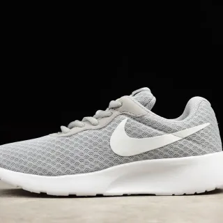 Nike Gray White Engineered Mesh Upper Minimalist Side Swoosh Lifestyle Sneakers