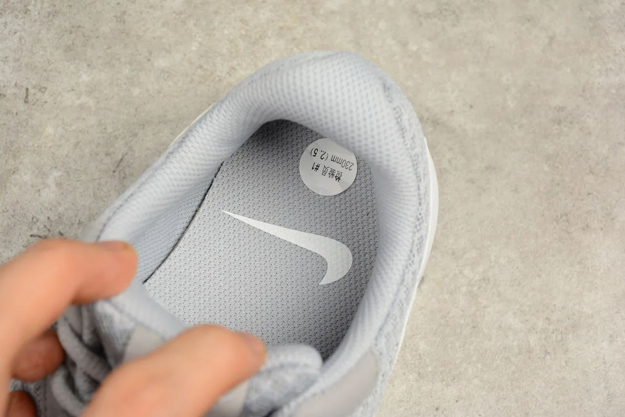 Nike Gray White Engineered Mesh Upper Minimalist Side Swoosh Lifestyle Sneakers 7