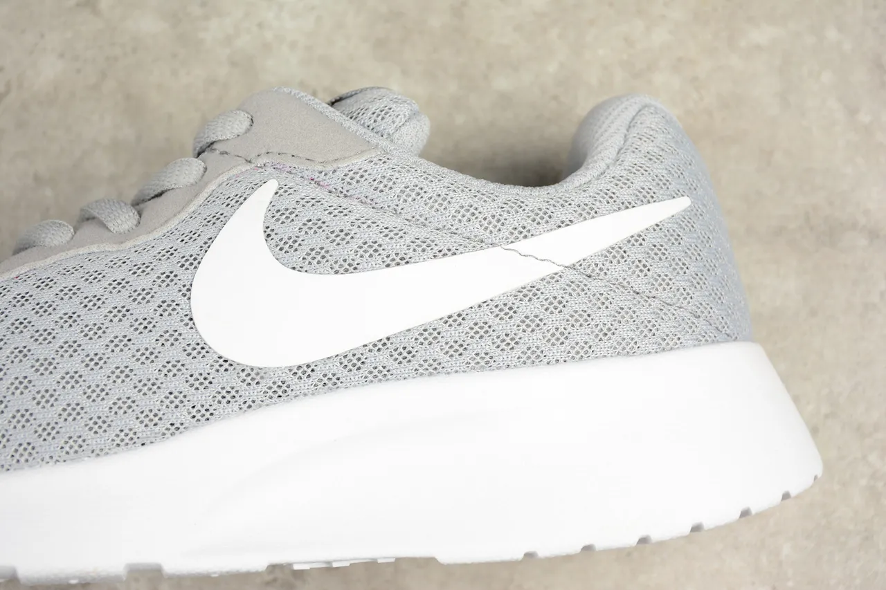Nike Gray White Engineered Mesh Upper Minimalist Side Swoosh Lifestyle Sneakers 8