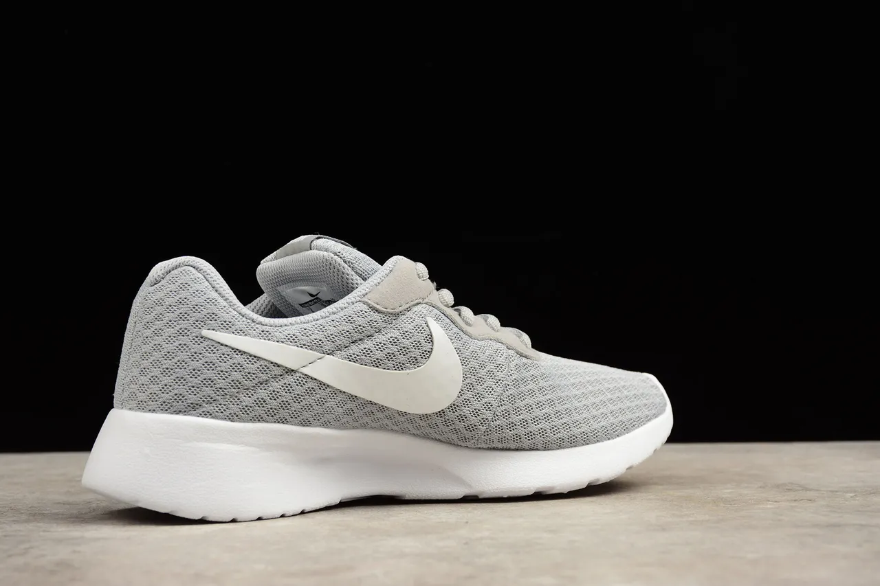 Nike Gray White Engineered Mesh Upper Minimalist Side Swoosh Lifestyle Sneakers 12