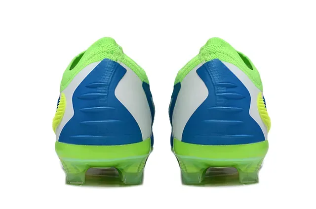 Nike Green Blue Knit Upper Asymmetrical Lacing Firm-Ground Soccer Shoes 4