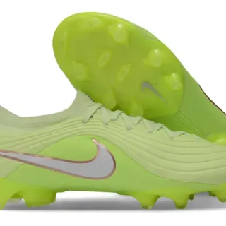 Nike Green Silver Low-Cut Sock-Fit Collar Wave-Textured Synthetic Upper Firm-Ground Soccer Shoes