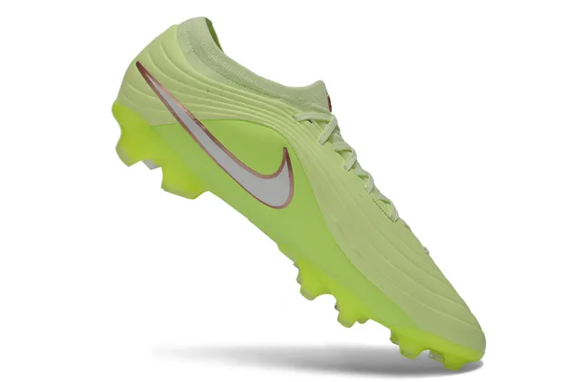 Nike Green Silver Low-Cut Sock-Fit Collar Wave-Textured Synthetic Upper Firm-Ground Soccer Shoes 2