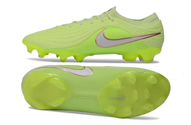 Nike Green Silver Low-Cut Sock-Fit Collar Wave-Textured Synthetic Upper Firm-Ground Soccer Shoes 6