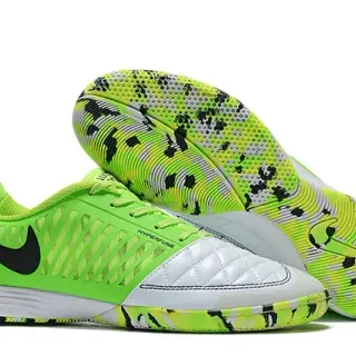 Nike Green White Neon Lime Perforated Upper Quilted Toe Cap Indoor Soccer Shoes