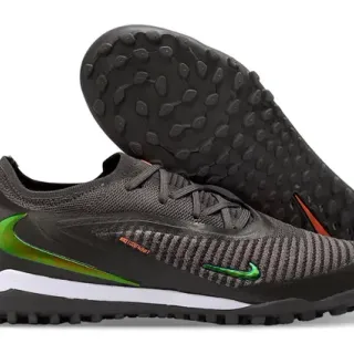 Nike GripPoint Black and Iridescent Green Turf Soccer Shoes