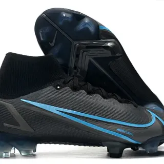 Nike Mercurial Black and Blue Firm-Ground Soccer Shoes
