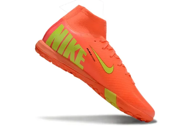 Nike Mercurial Orange Yellow High-Top Knit Upper Outsole Turf Soccer Shoes 2