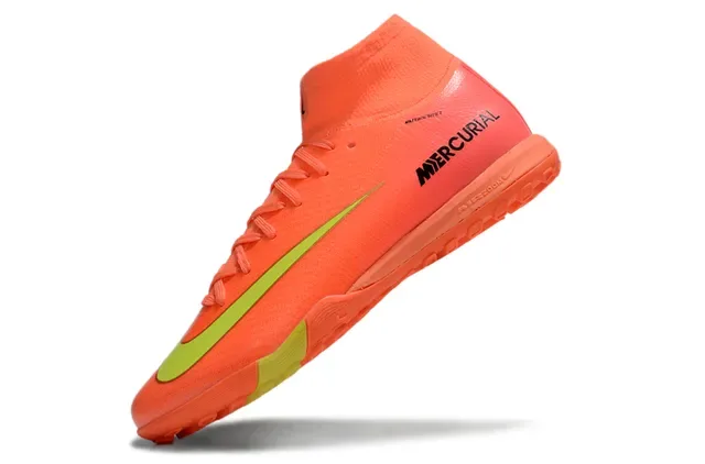 Nike Mercurial Orange Yellow High-Top Knit Upper Outsole Turf Soccer Shoes 3