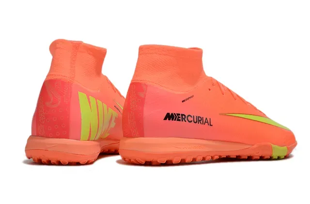 Nike Mercurial Orange Yellow High-Top Knit Upper Outsole Turf Soccer Shoes 5
