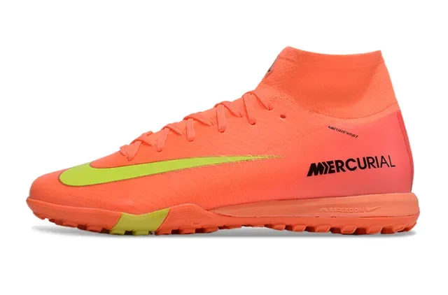 Nike Mercurial Orange Yellow High-Top Knit Upper Outsole Turf Soccer Shoes 7