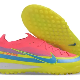 Nike Mercurial Rosa Amarelo Ajuste Meia Malha Superior Banda Vibrante Multicolor Sapatos de Futebol para Gramado