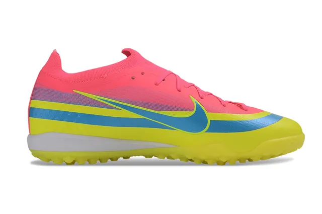Nike Mercurial Pink Yellow Sock-Fit Knit Upper Vibrant Multicolor Banding Turf Soccer Shoes 7