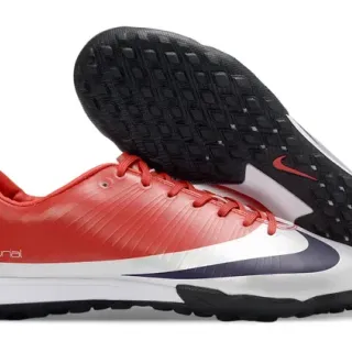 Nike Mercurial Rojo Blanco Low-Cut Upper Sintético Turf Zapatos de Fútbol