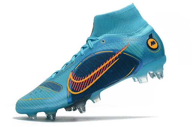 Nike Mercurial Superfly alto Cyan Navy Orange Firm-Ground Sapatos de futebol 4
