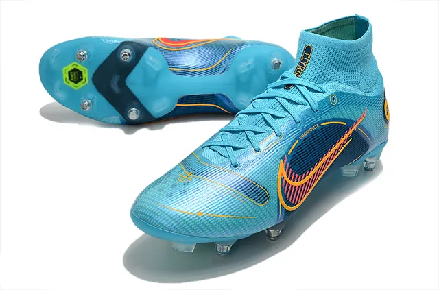 Nike Mercurial Superfly alto Cyan Navy Orange Firm-Ground Sapatos de futebol 6
