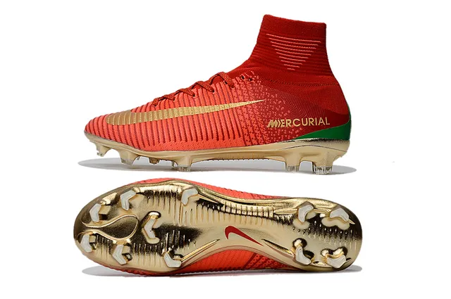 Nike Mercurial Superfly Red and Gold Firm-Ground Soccer Shoes 2