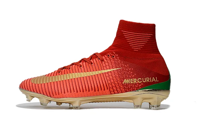 Nike Mercurial Superfly Red and Gold Firm-Ground Soccer Shoes 5