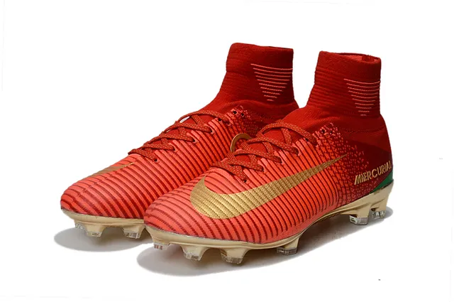 Nike Mercurial Superfly Red and Gold Firm-Ground Soccer Shoes 6