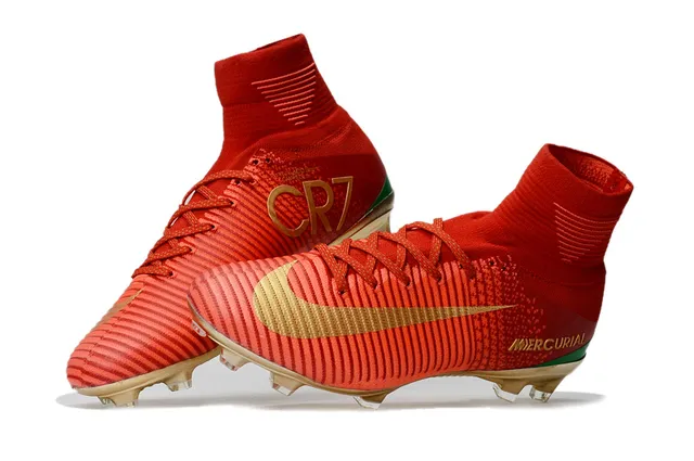Nike Mercurial Superfly Red and Gold Firm-Ground Soccer Shoes 7