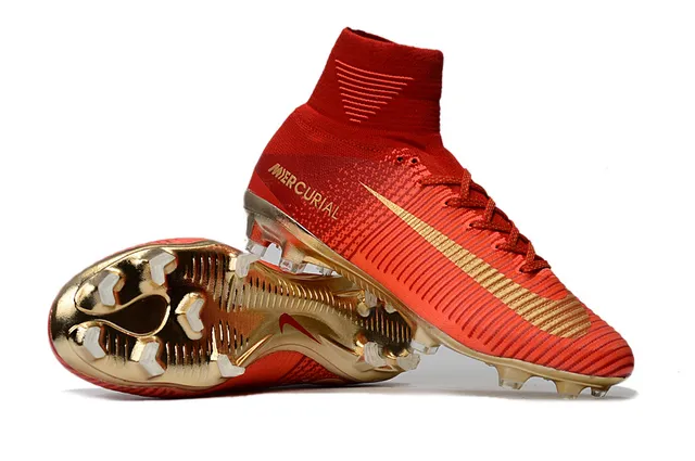 Nike Mercurial Superfly Red and Gold Firm-Ground Soccer Shoes 9