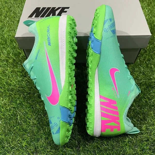 Nike Mercurial Turf Chaussures de football Vert menthe rose bleu Turf 3