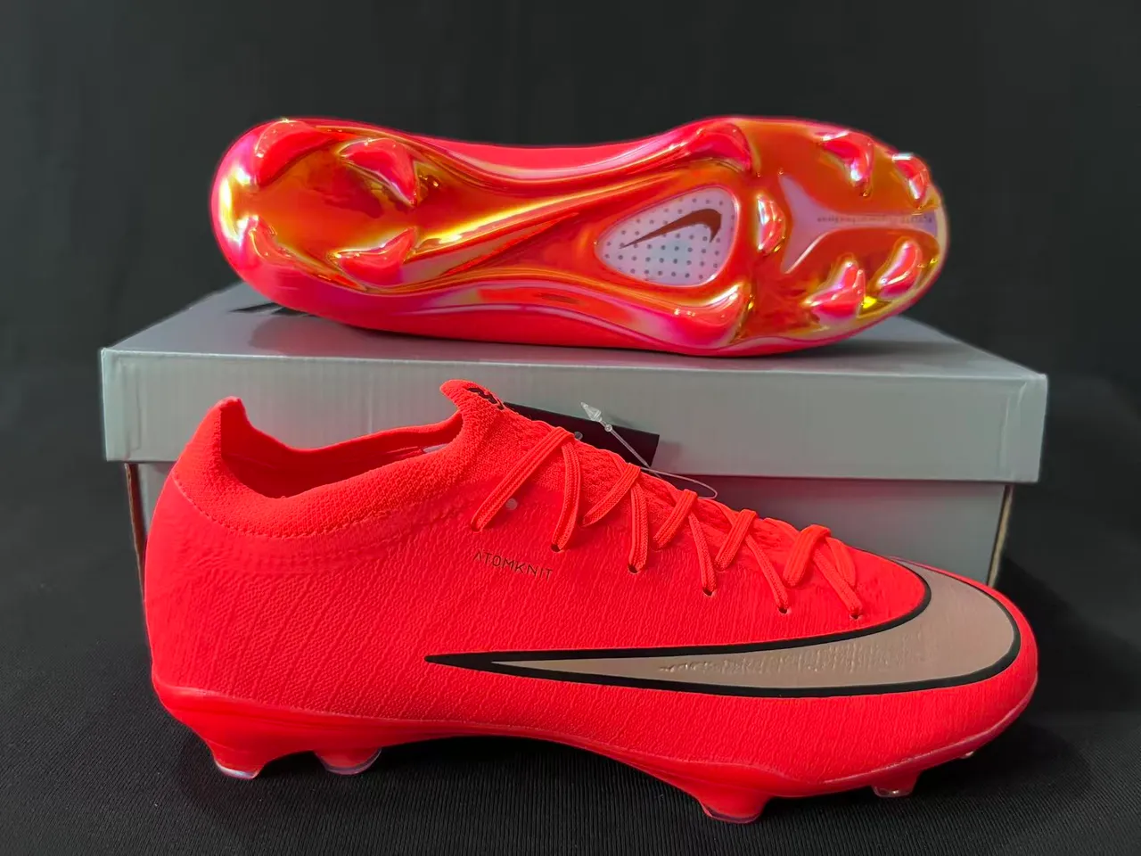 Nike Mercurial Vapor Atomknit Chaussures de football rouge iridescent Firm-Ground 7