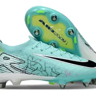 Nike Mercurial Vapor Blue Green Knit Upper Graphic Line-Art Overlay Firm-Ground Soccer Shoes
