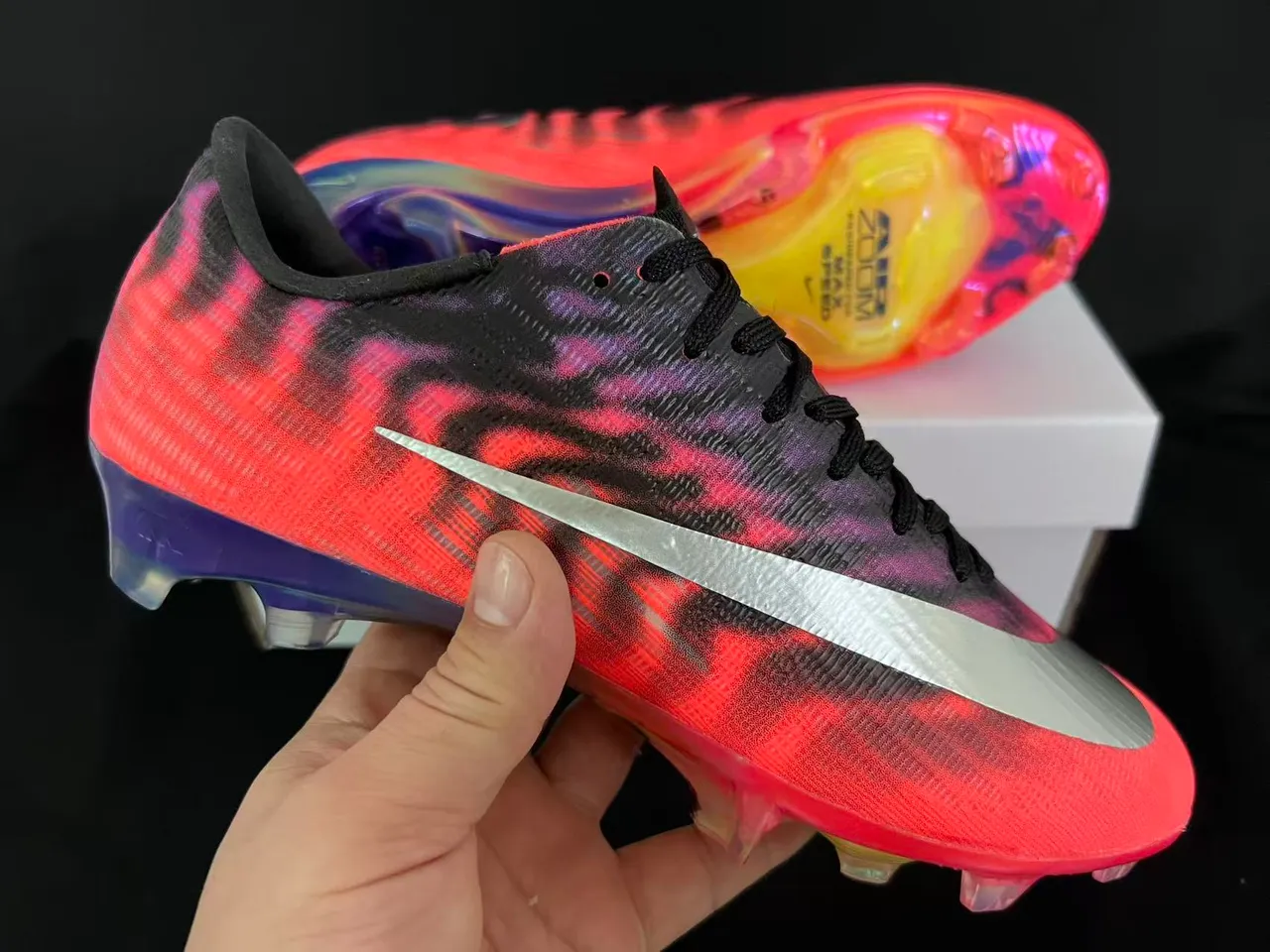 Nike Mercurial Vapor Gradient Pink Purple Firm-Ground Soccer Shoes 6