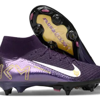 Nike Mercurial Vapor Purple Gold High-Cut Knit Upper Metallic Iridescent Finish Firm-Ground Soccer Shoes
