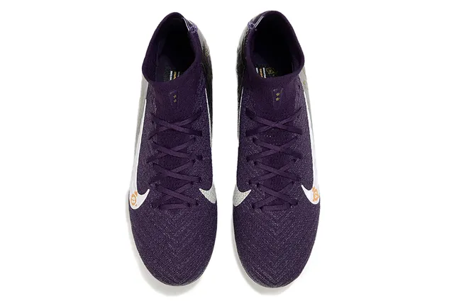 Nike Mercurial Vapor Purple Gold High-Cut Knit Upper Metallic Iridescent Finish Firm-Ground Soccer Shoes 2