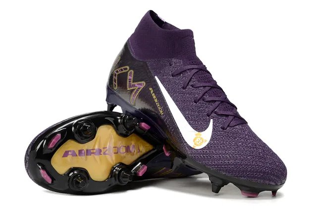 Nike Mercurial Vapor Purple Gold High-Cut Knit Upper Metallic Iridescent Finish Firm-Ground Soccer Shoes 3