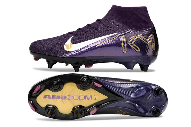 Nike Mercurial Vapor Purple Gold High-Cut Knit Upper Metallic Iridescent Finish Firm-Ground Soccer Shoes 5