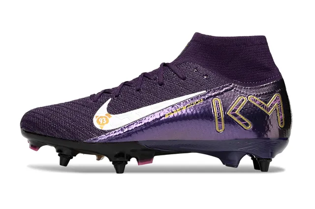 Nike Mercurial Vapor Purple Gold High-Cut Knit Upper Metallic Iridescent Finish Firm-Ground Soccer Shoes 8