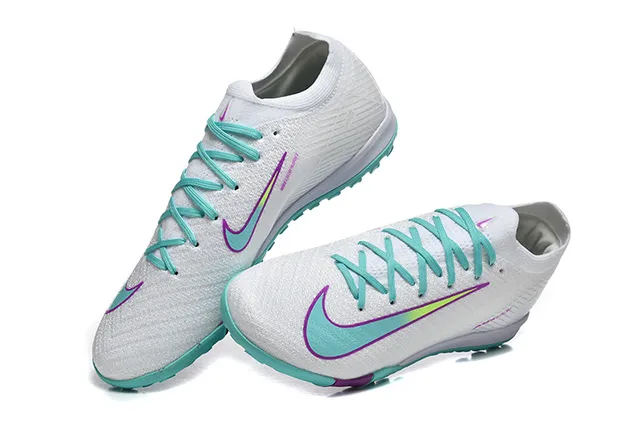 Nike Mercurial Vapor Blanc Bleu Bas Collet Ajustement Chaussette Tricot Texturé Supérieur Chaussures de Football Turf 2