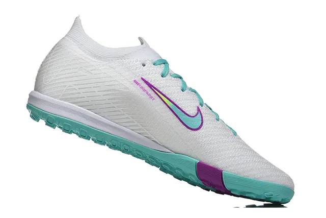 Nike Mercurial Vapor Blanc Bleu Bas Collet Ajustement Chaussette Tricot Texturé Supérieur Chaussures de Football Turf 3