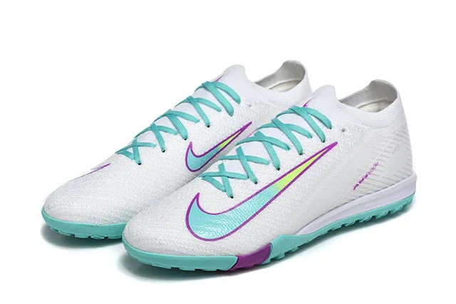 Nike Mercurial Vapor Blanc Bleu Bas Collet Ajustement Chaussette Tricot Texturé Supérieur Chaussures de Football Turf 8