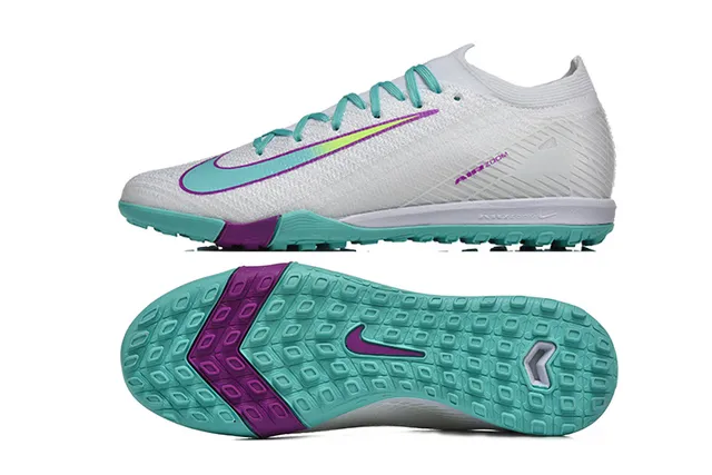 Nike Mercurial Vapor Blanc Bleu Bas Collet Ajustement Chaussette Tricot Texturé Supérieur Chaussures de Football Turf 9