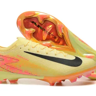 Nike Mercurial Vapor Yellow Pink Knit Upper Asymmetric Lacing Firm-Ground Soccer Shoes