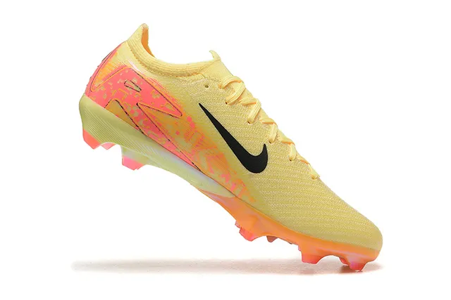 Nike Mercurial Vapor হলুদ গোলাপি নিট আপার অ্যাসিমেট্রিক লেসিং Firm-Ground সকার জুতো 4