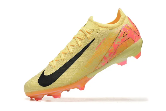 Nike Mercurial Vapor হলুদ গোলাপি নিট আপার অ্যাসিমেট্রিক লেসিং Firm-Ground সকার জুতো 5