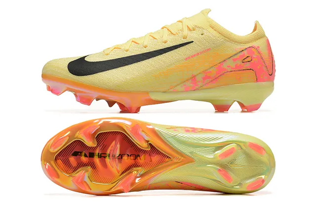 Nike Mercurial Vapor হলুদ গোলাপি নিট আপার অ্যাসিমেট্রিক লেসিং Firm-Ground সকার জুতো 9