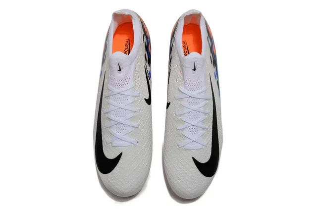 Nike Mercurial chaussures de football blanches bleues basse coupe ajustement dynamique surface ferme 2