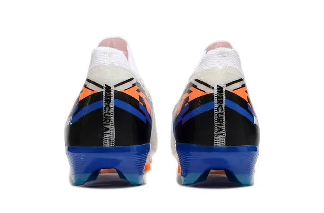 Nike Mercurial chaussures de football blanches bleues basse coupe ajustement dynamique surface ferme 4