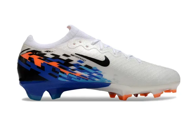 Nike Mercurial chaussures de football blanches bleues basse coupe ajustement dynamique surface ferme 7