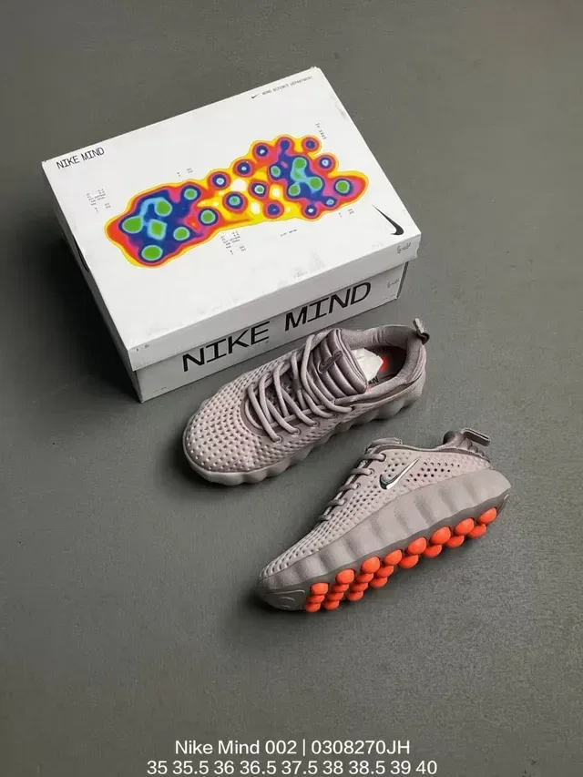 Nike Mind 002 Gray and Orange Lifestyle Sneakers 2