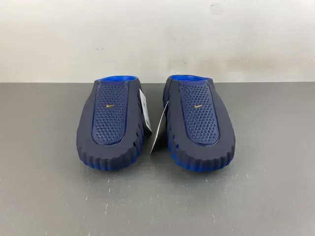 Nike Navy Blue Molded Rubber Sole Perforated Upper Slippers 8