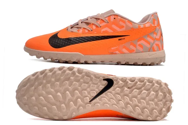 Nike Chaussures de football orange beige synthétique coupe basse pour gazon artificiel 9